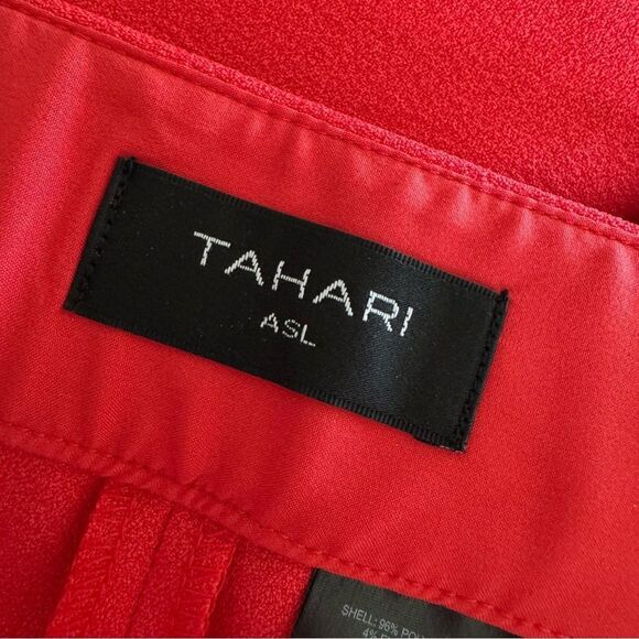 Tahari ASL Women's Wide-Leg Crepe Pants in Red Size 8 - Picture 9 of 11